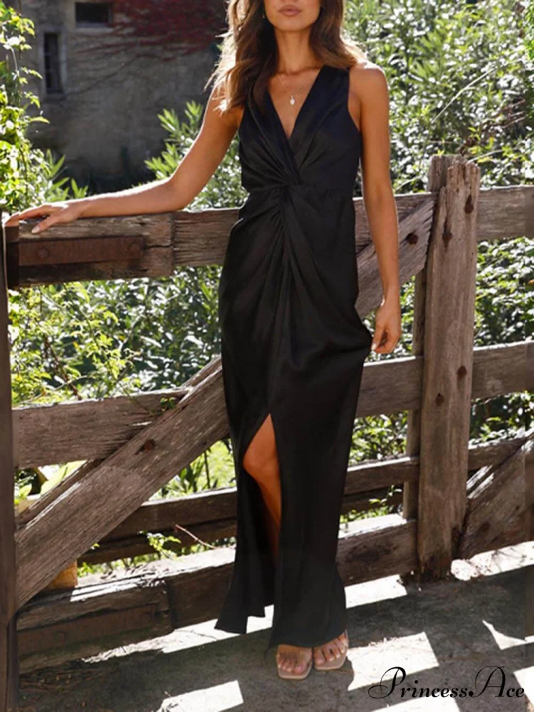 Deep V Stylish Sleeveless Backless Dress - Image 7