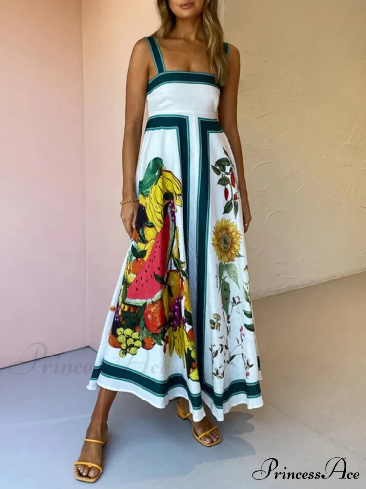 Printed Backless Halter Charming Hem Loose Dresses - Image 2