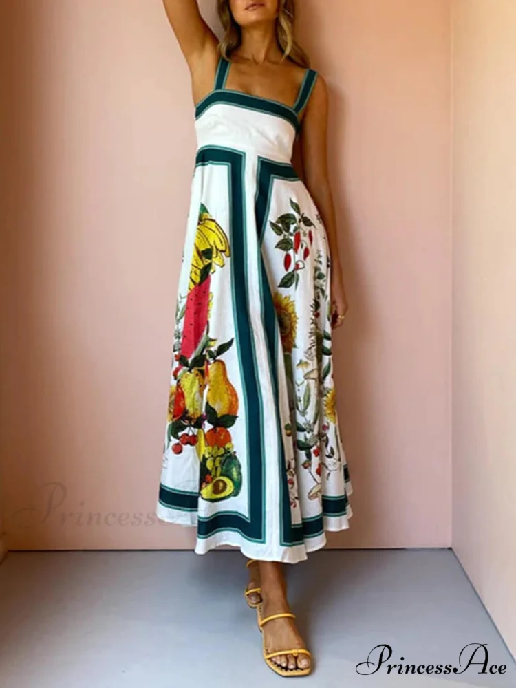 Printed Backless Halter Charming Hem Loose Dresses - Image 3
