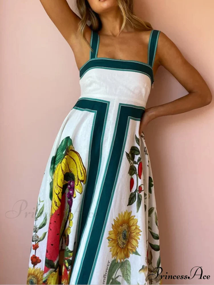 Printed Backless Halter Charming Hem Loose Dresses - Image 4