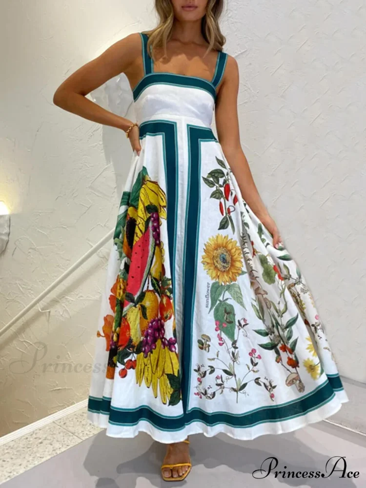 Printed Backless Halter Charming Hem Loose Dresses - Image 5