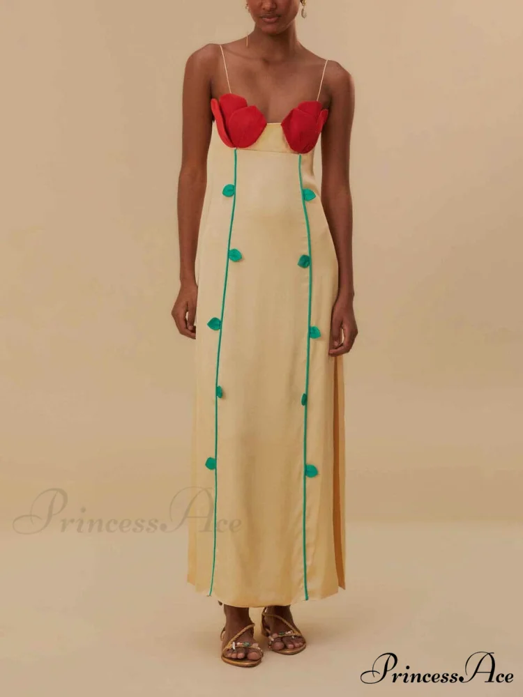 And Sexy Sleeveless Charming Contrast Patchwork Midi Dress - Image 2