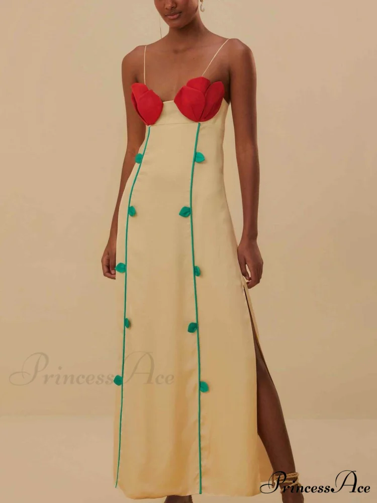 And Sexy Sleeveless Charming Contrast Patchwork Midi Dress - Image 3