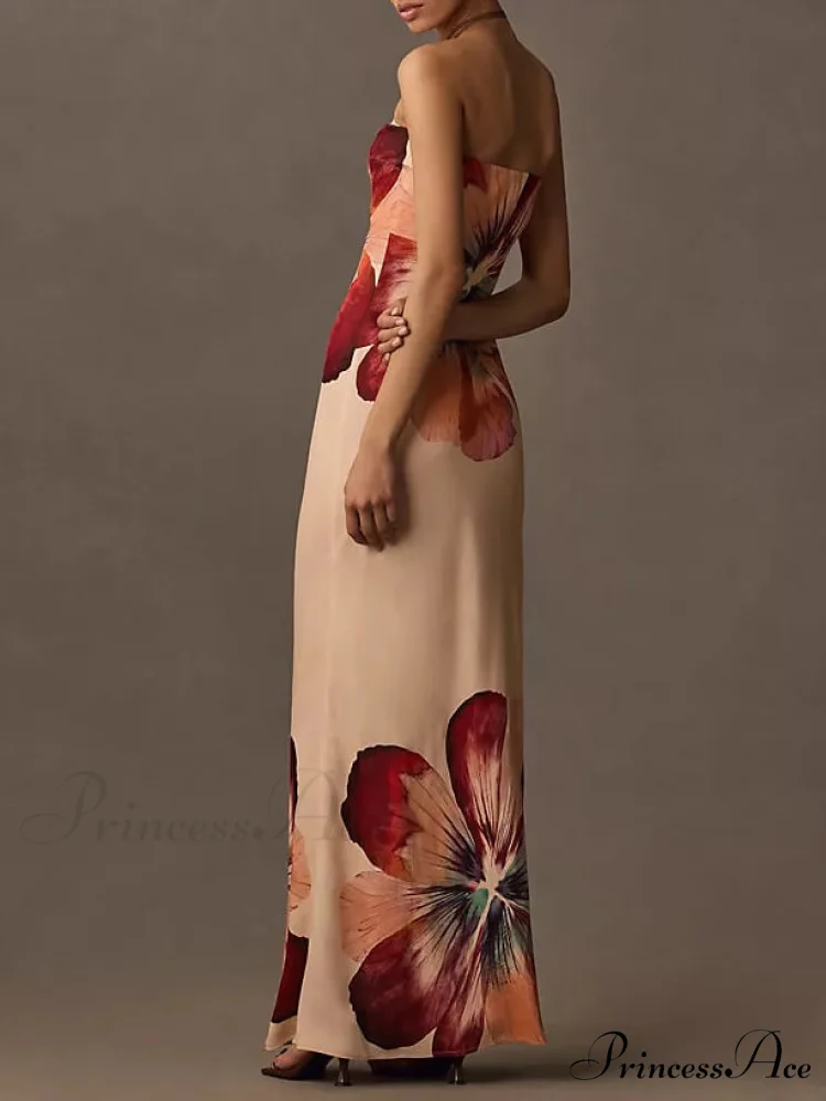 Printed Sexy Tube Top Graceful Slim Fit Midi Dress - Image 3
