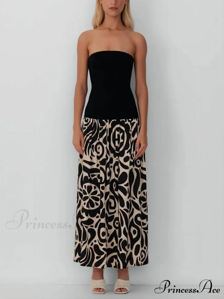 Strapless Floral Stylish Print Midi Dress - Image 2