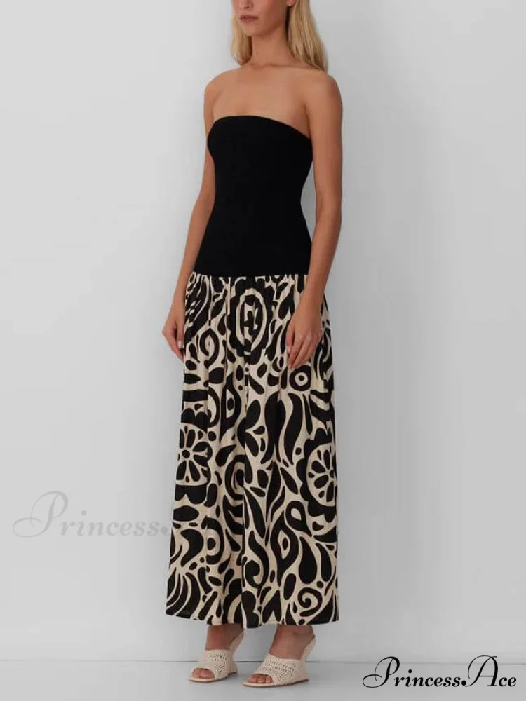 Strapless Floral Stylish Print Midi Dress - Image 3