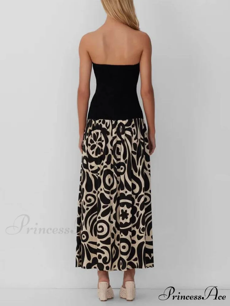 Strapless Floral Stylish Print Midi Dress - Image 4