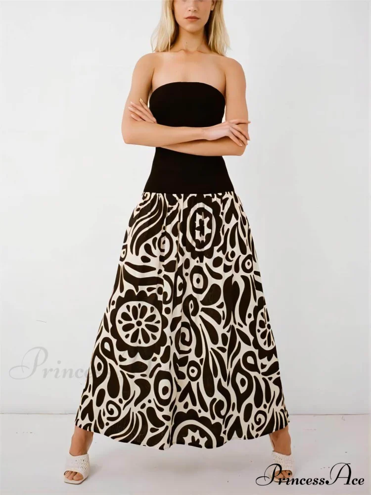 Strapless Floral Stylish Print Midi Dress - Image 5