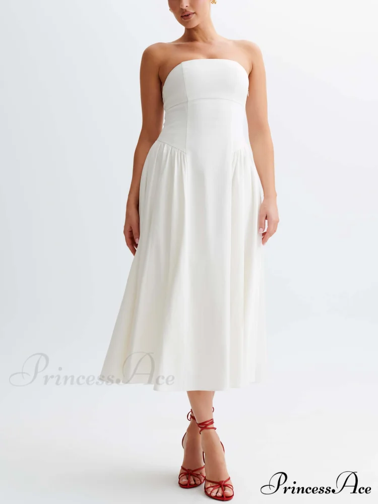Tube Top Stylish Pleated Midi Dress - Image 2