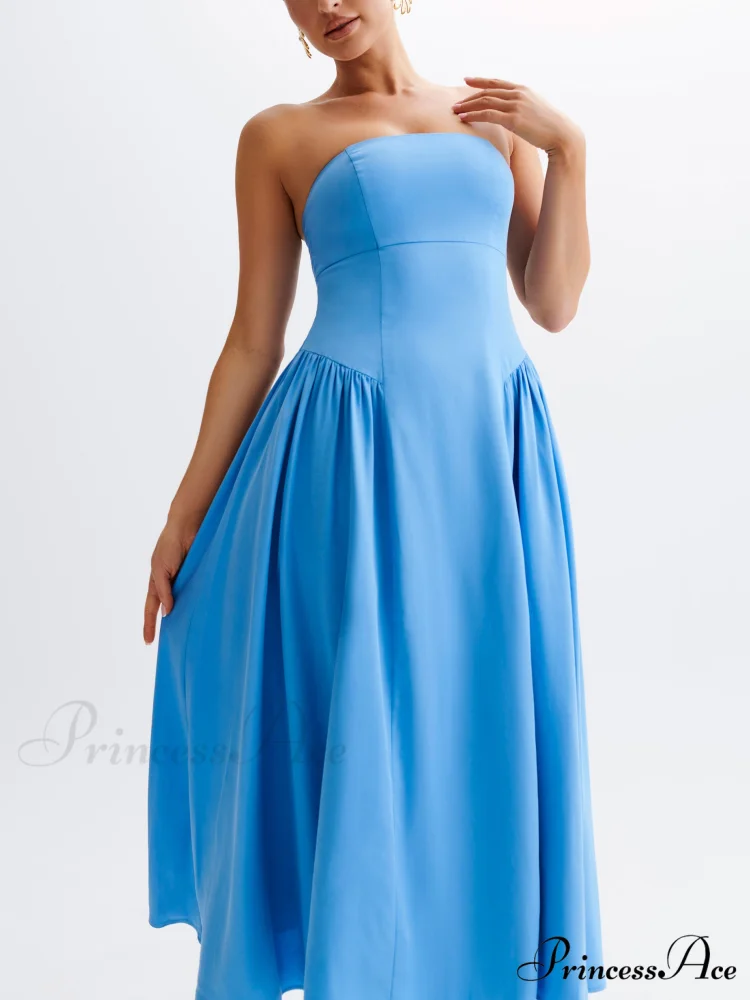 Tube Top Stylish Pleated Midi Dress - Image 4