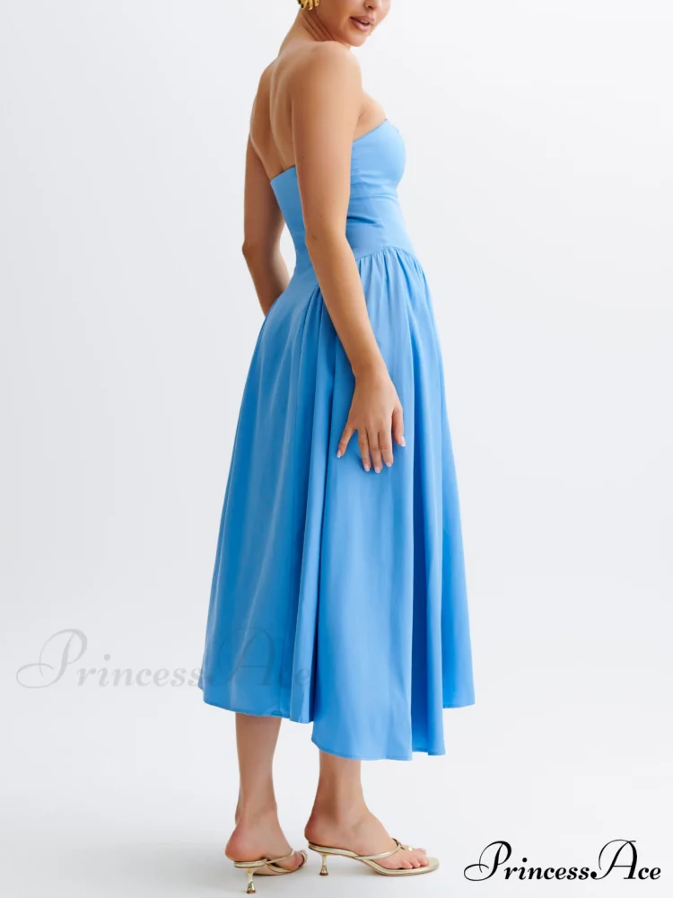 Tube Top Stylish Pleated Midi Dress - Image 5