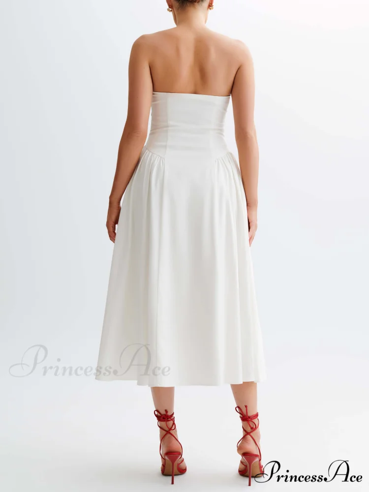 Tube Top Stylish Pleated Midi Dress - Image 6