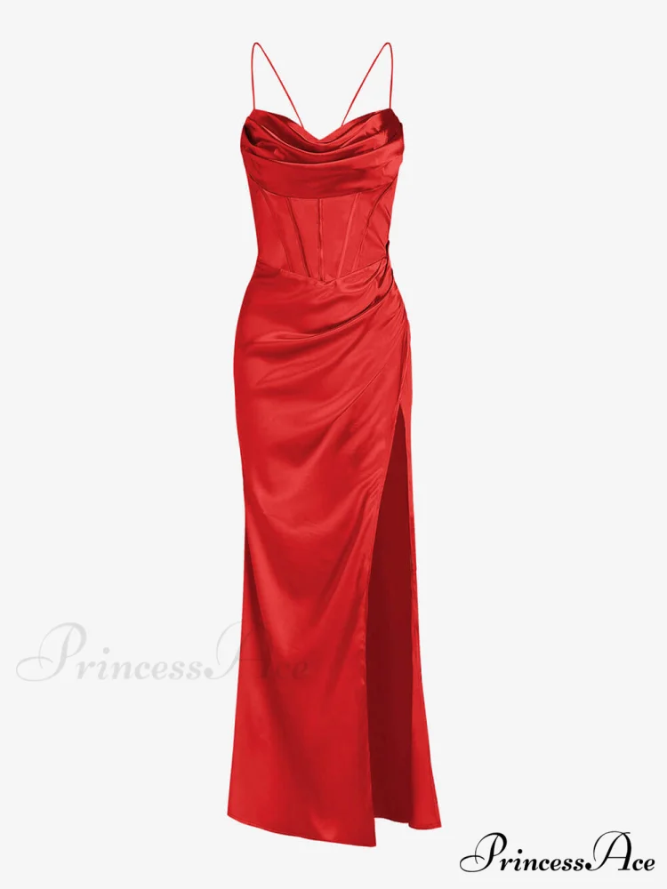 Fitted Satin Stylish Maxi Dress - Image 5