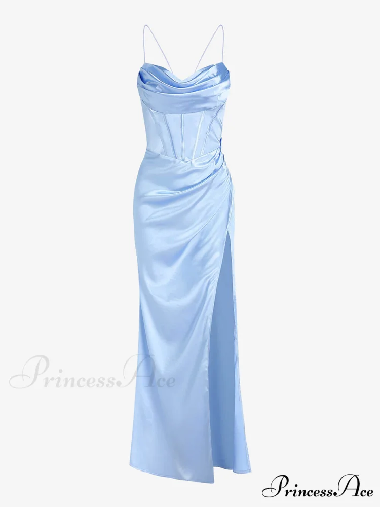 Fitted Satin Stylish Maxi Dress - Image 8