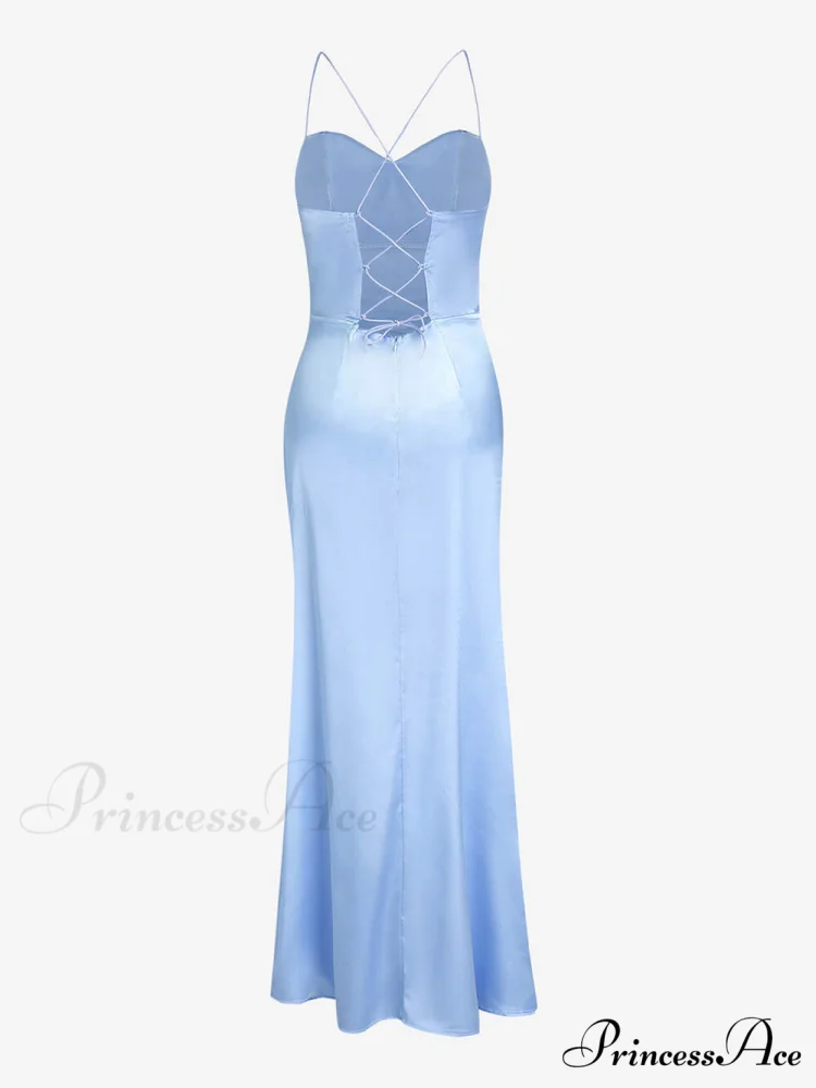 Fitted Satin Stylish Maxi Dress - Image 9