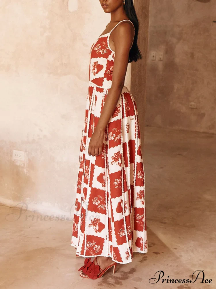 Floral Trim Unique Printed Graceful One Shoulder Flared Maxi Dress - Image 3