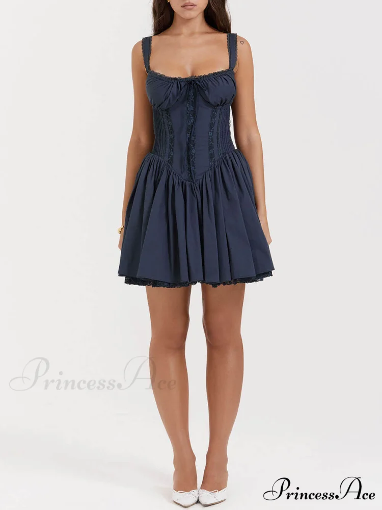 French Navy Stylish Corset Mini Dress - Image 3