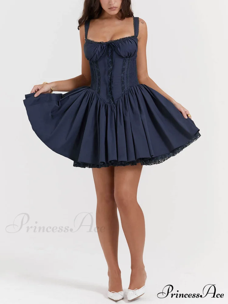 French Navy Stylish Corset Mini Dress - Image 4