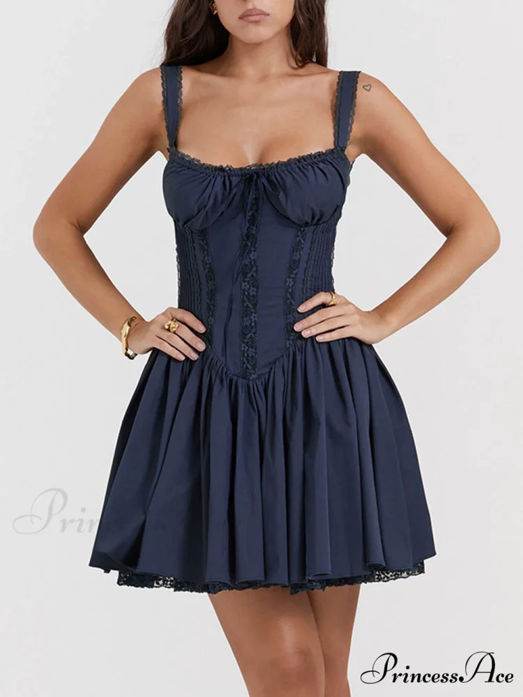 French Navy Stylish Corset Mini Dress - Image 5