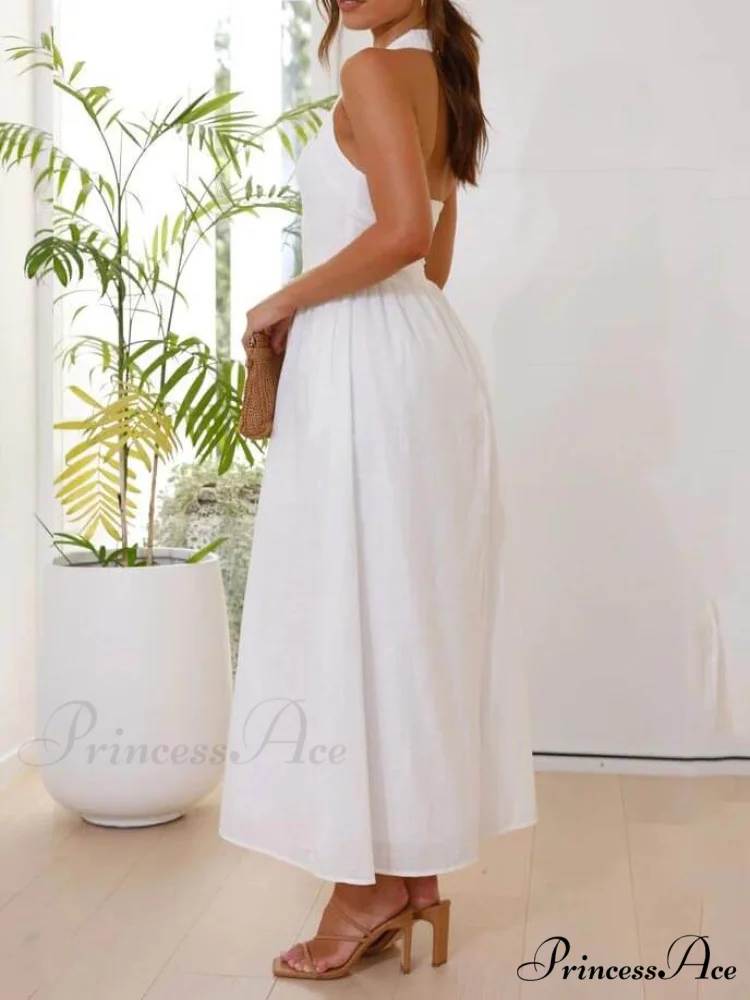 Halter Neck Waist Little Graceful Black Dress Mid Length Dress - Image 7