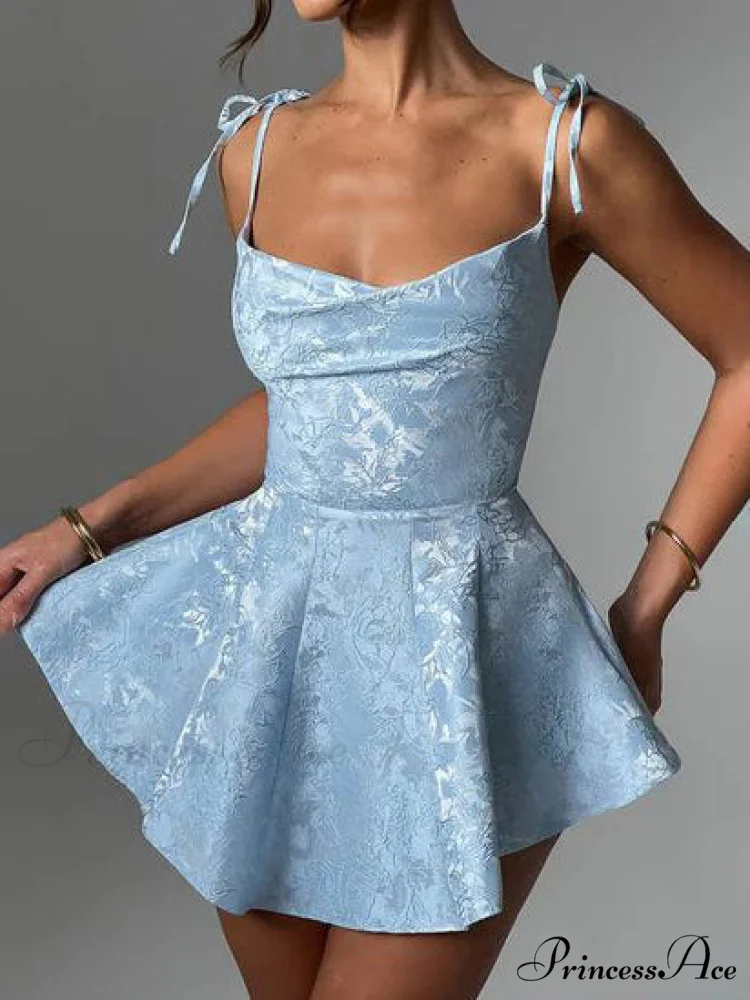 Jacquard Texture Suspender Charming Slimming A-Hem Mini Dress - Image 2
