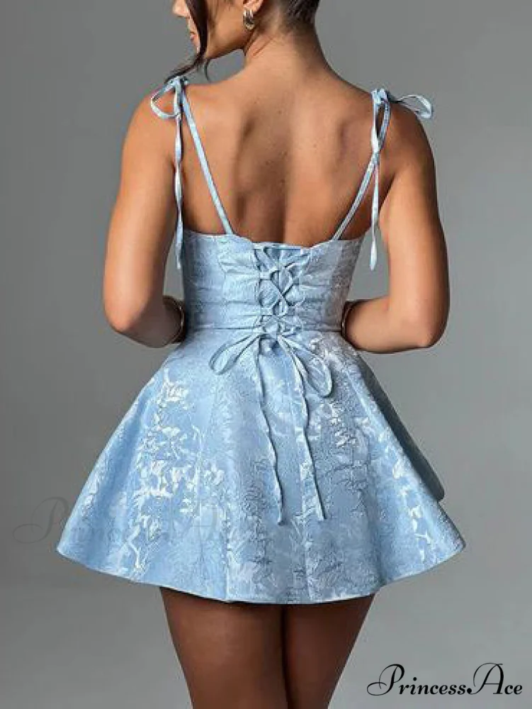 Jacquard Texture Suspender Charming Slimming A-Hem Mini Dress - Image 3
