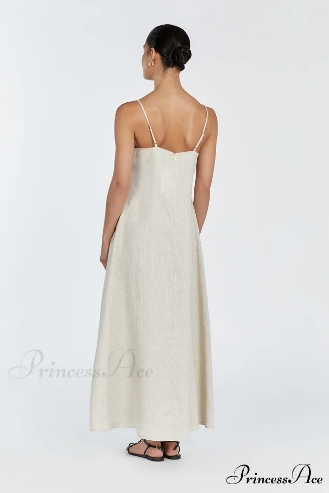 Jem Natural Stylish Linen Maxi Dress - Image 4