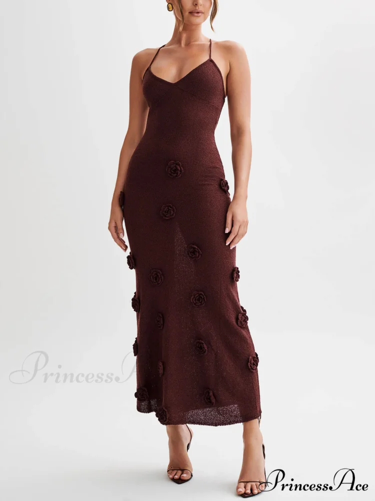 Knitted Floral Stylish Midi Dress - Image 2