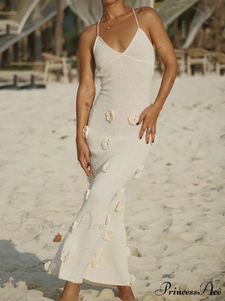 Knitted Floral Stylish Midi Dress - Image 3
