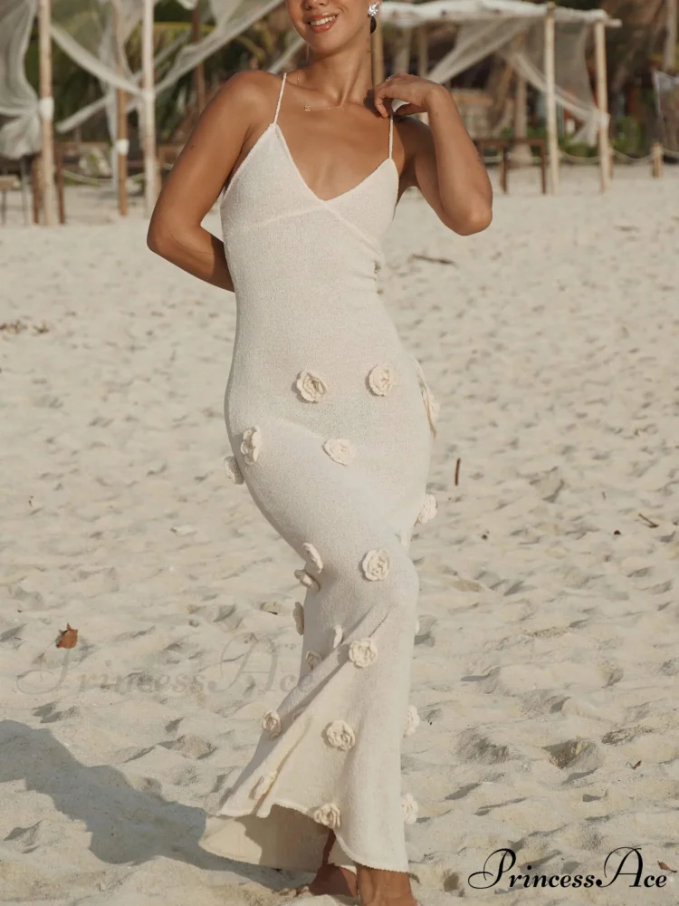 Knitted Floral Stylish Midi Dress - Image 4