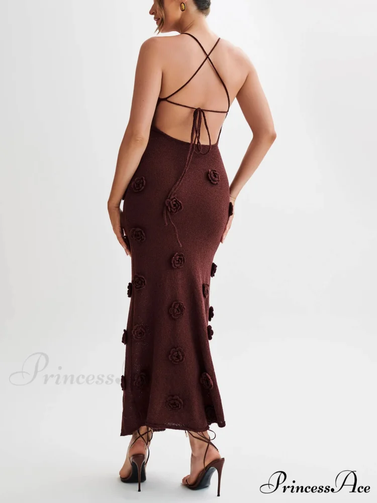 Knitted Floral Stylish Midi Dress - Image 6