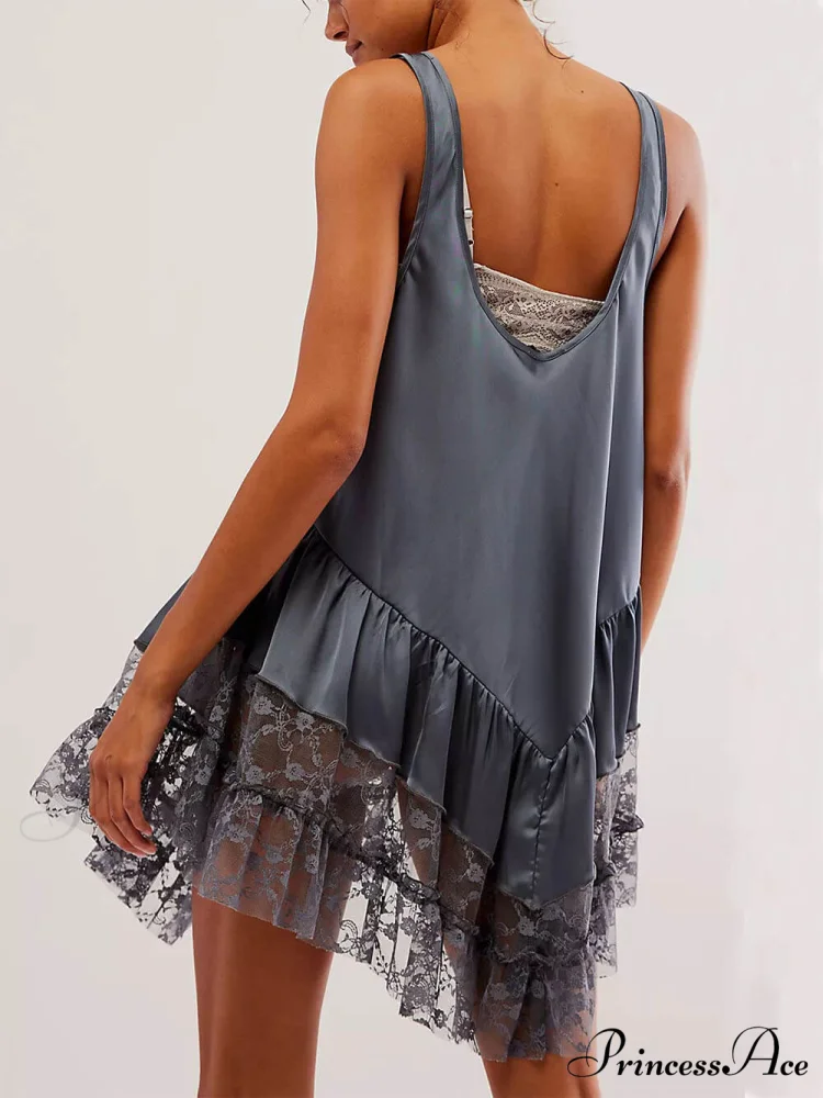 Sleeveless Lace Stylish Panel Mini Dress - Image 10