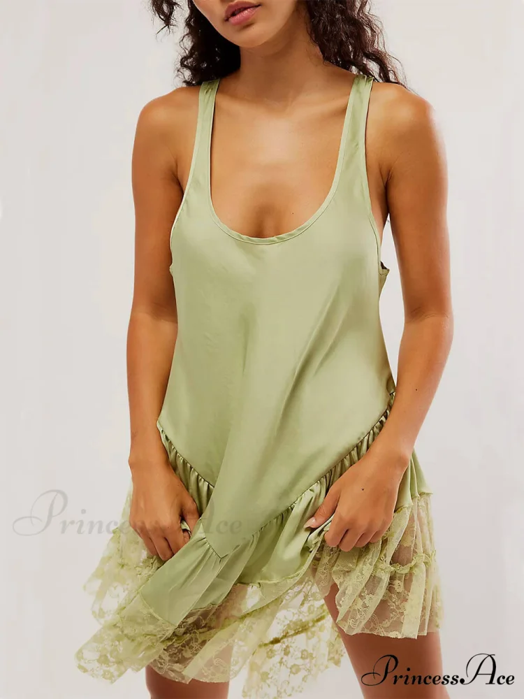 Sleeveless Lace Stylish Panel Mini Dress - Image 5
