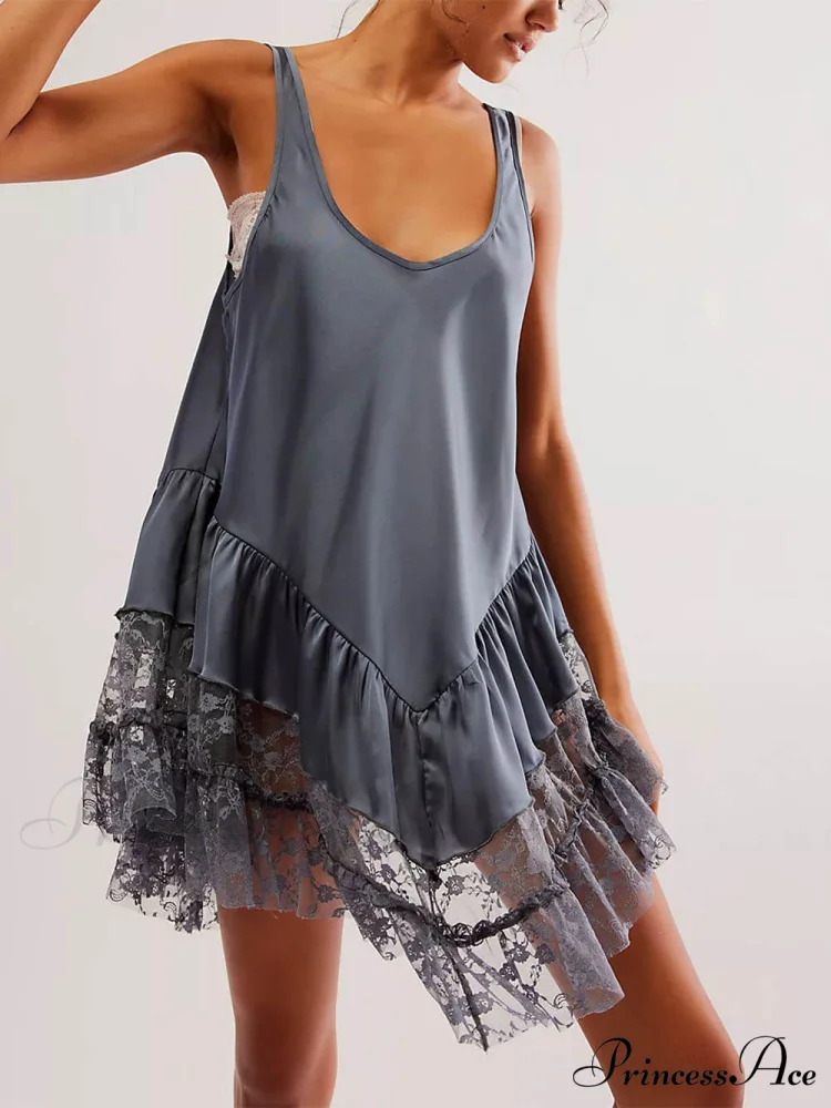 Sleeveless Lace Stylish Panel Mini Dress - Image 8