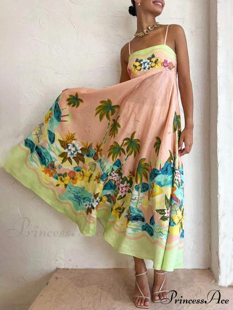 Sling Printed Stylish Casual Midi Dress - Image 2