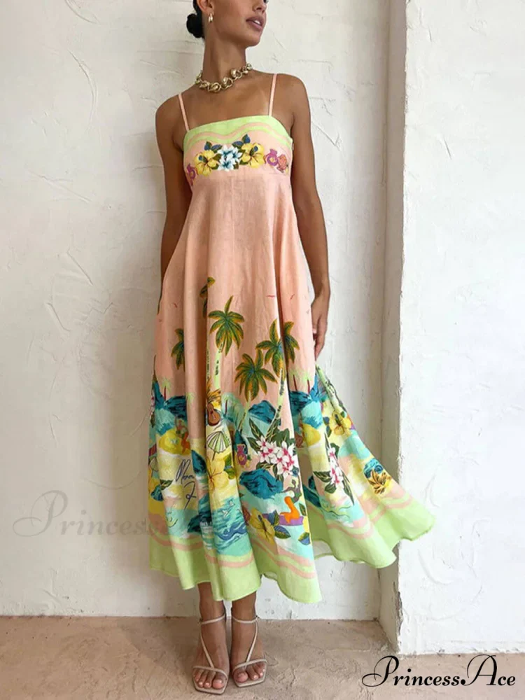 Sling Printed Stylish Casual Midi Dress - Image 3