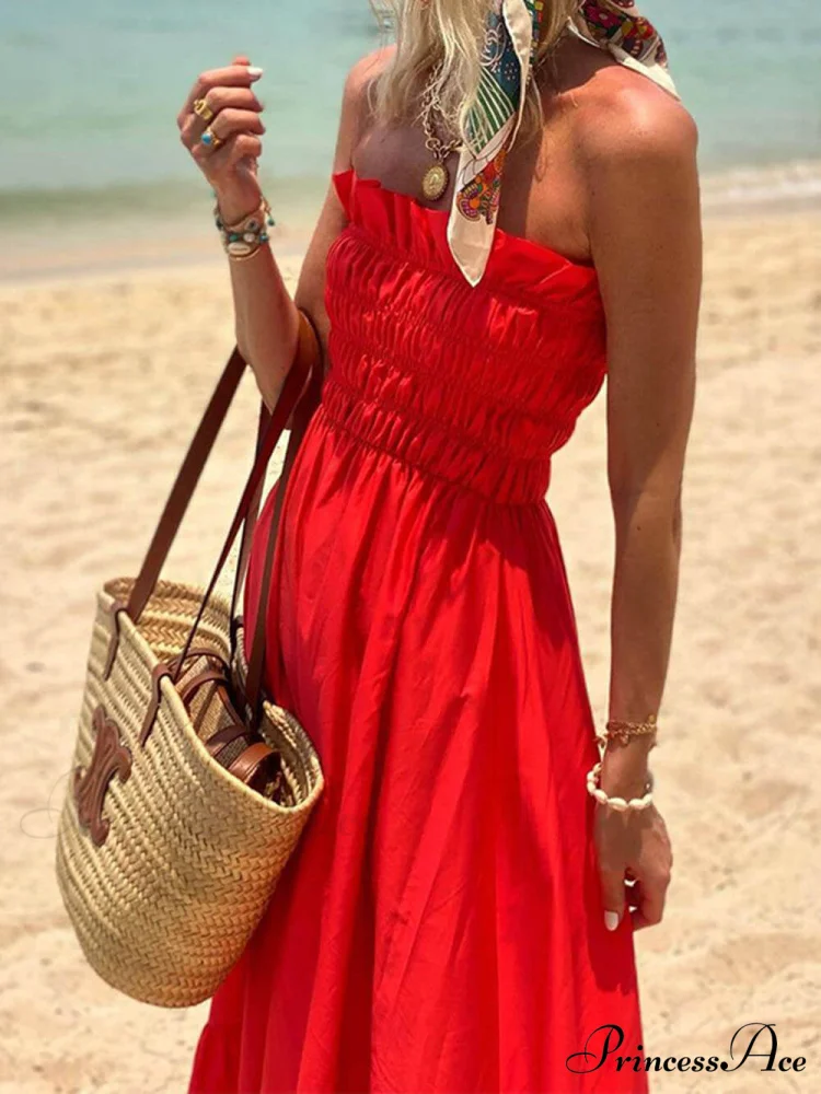 Smocked Bust Off Charming Shoulder Vacation Maxi Dress - Image 2