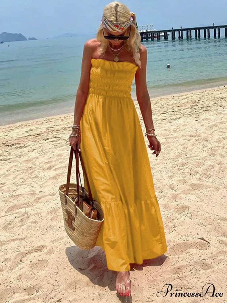 Smocked Bust Off Charming Shoulder Vacation Maxi Dress - Image 7