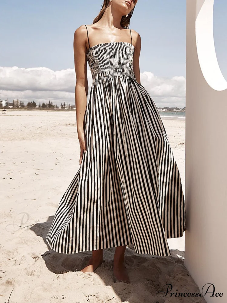 Sophistication Unique Stripe Charming Pleated Maxi Dress - Image 2