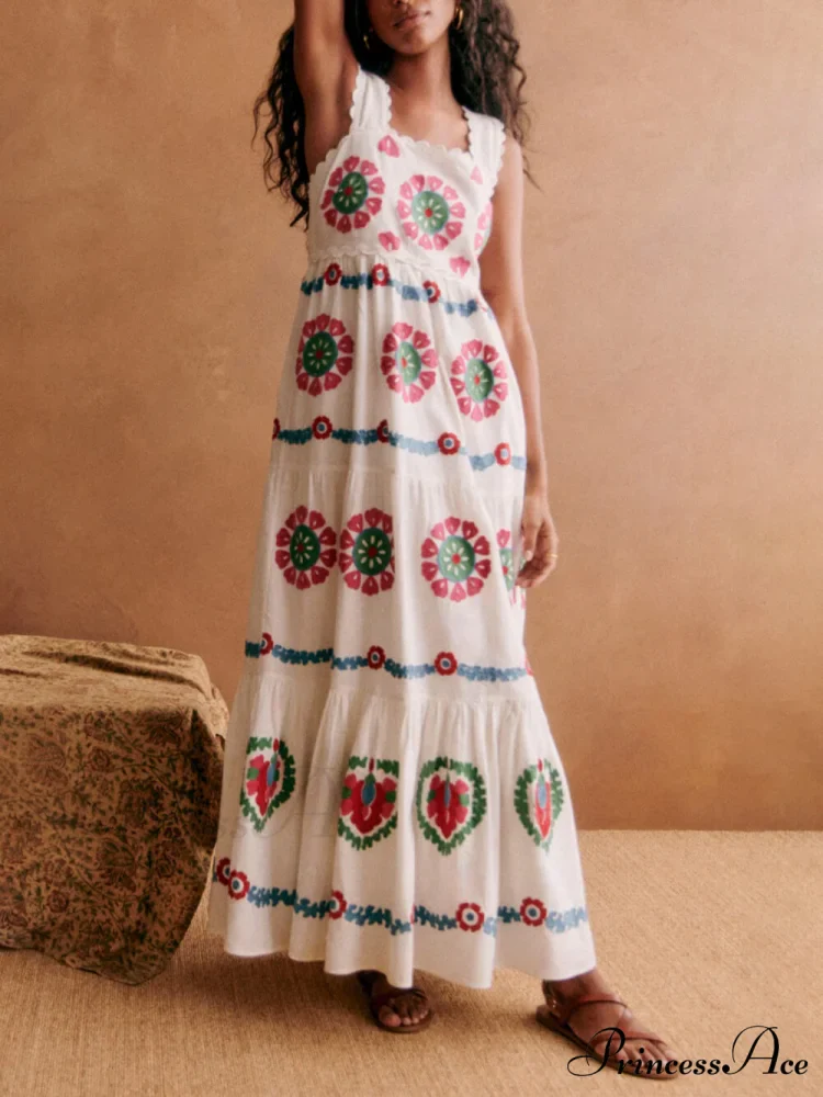 Special Ethnic Stylish Print Lace Dress - Image 2