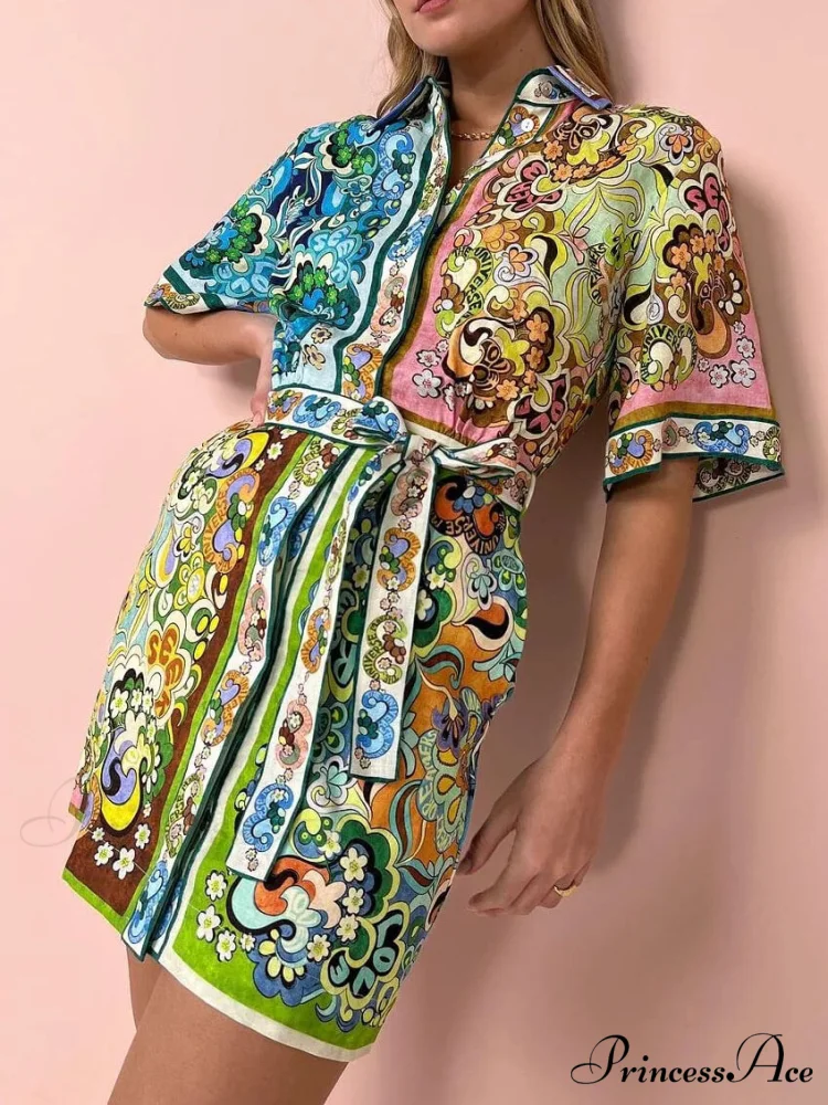 Special Satin Stylish Print Mini Dress - Image 4