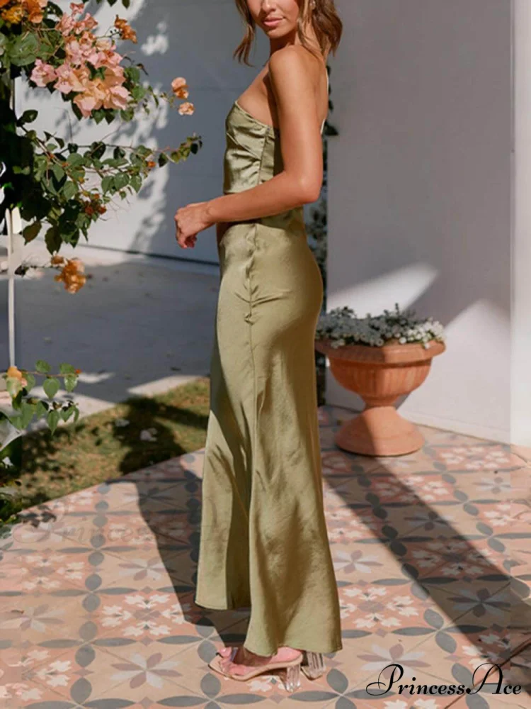 Spring/Summer One Shoulder Charming Gown Waist Maxi Dresses - Image 4