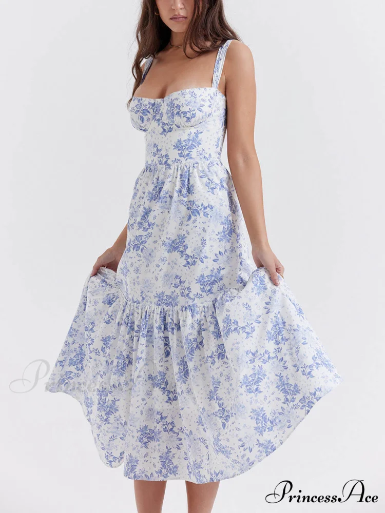 Strap A-Hem Stylish Floral Midi Dress - Image 10