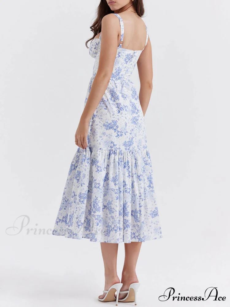 Strap A-Hem Stylish Floral Midi Dress - Image 13
