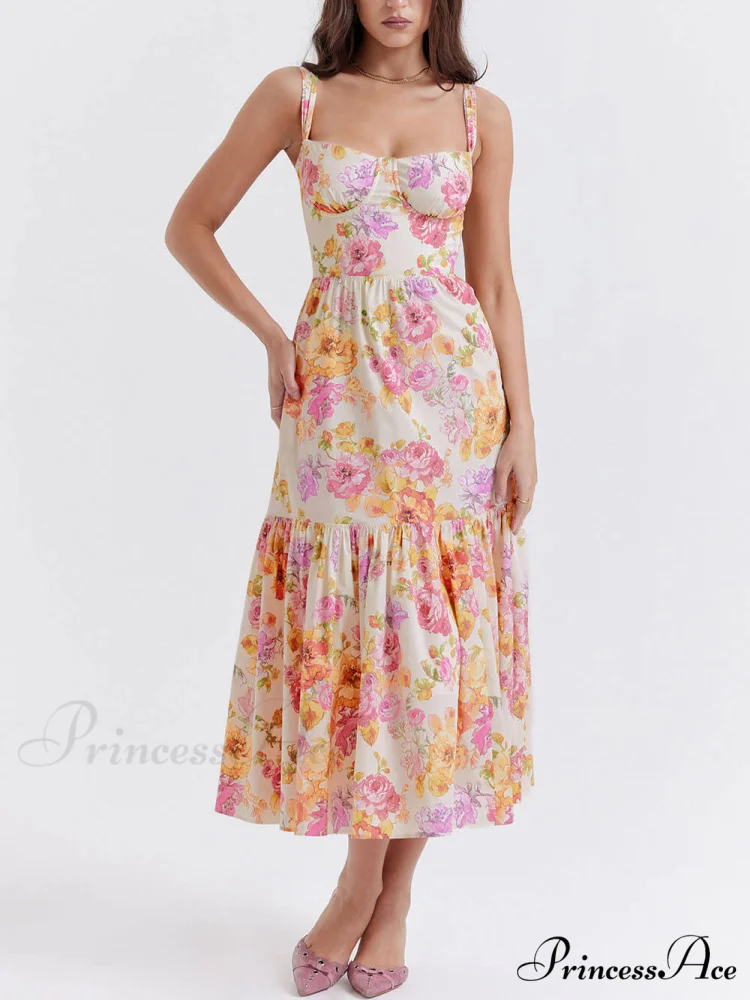Strap A-Hem Stylish Floral Midi Dress - Image 5