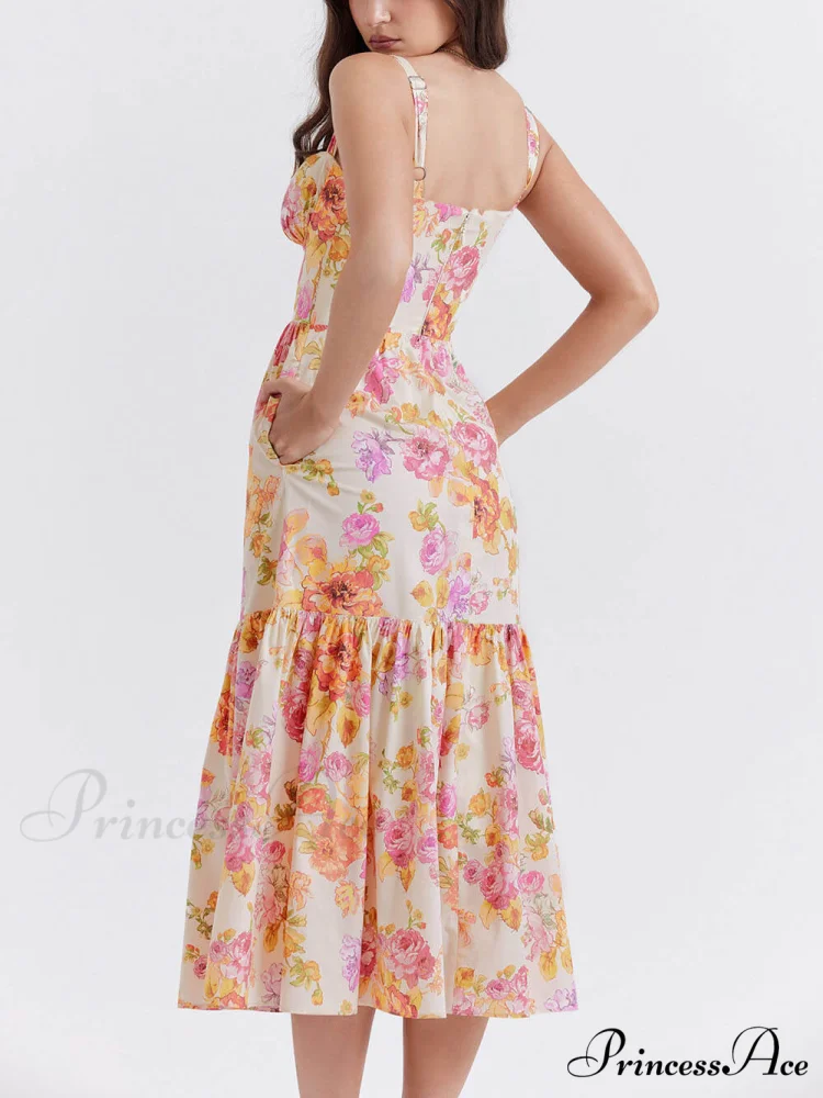 Strap A-Hem Stylish Floral Midi Dress - Image 8