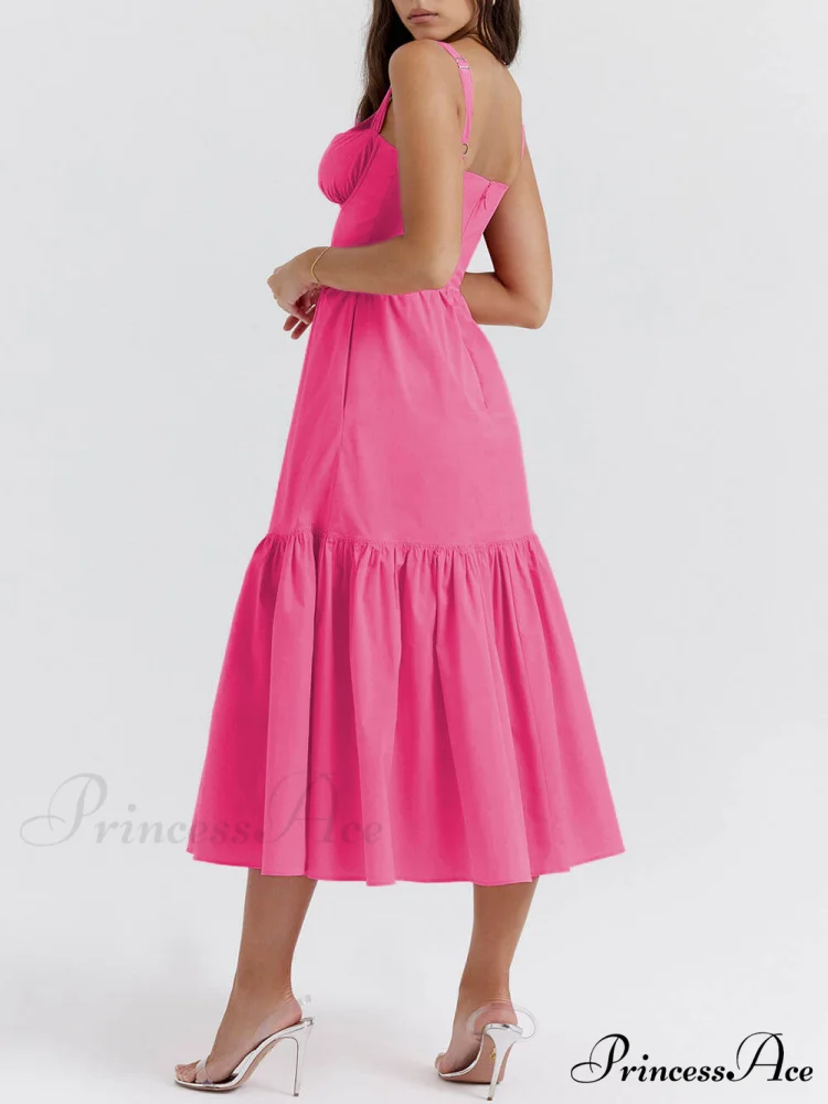 Strap Solid Color Charming A-Hem Midi Dress - Image 8