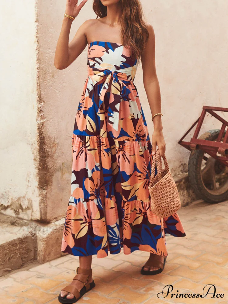 Strapless Printed Stylish Maxi Dress - Image 2