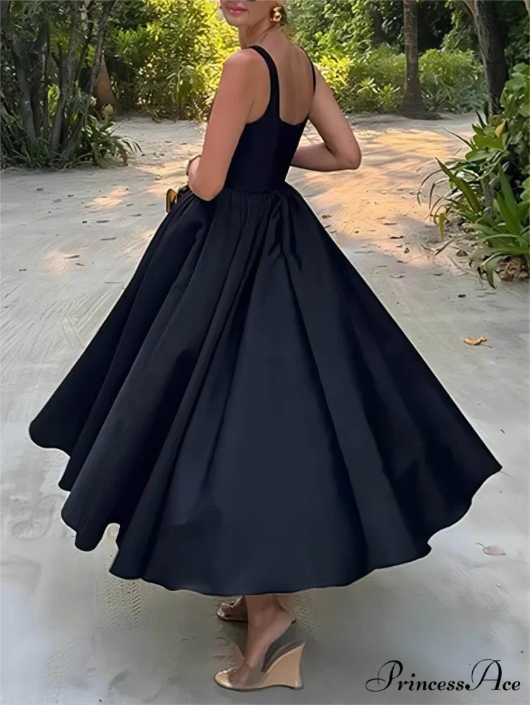 Stylish And Elegant Off-Shoulder Graceful Strapless Sleeveless Mixi Dress - Image 5