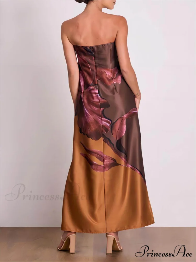 Stylish Contrasting Off-Shoulder Charming Floral Print Maxi Dress - Image 2
